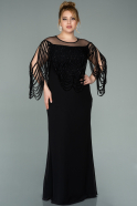 Long Black Chiffon Plus Size Evening Dress ABU2119
