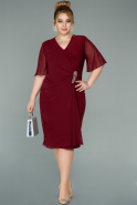 Short Burgundy Chiffon Plus Size Evening Dress ABK1299