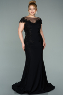 Long Black Dantelle Plus Size Evening Dress ABU2214