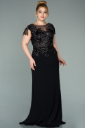 Long Black Plus Size Evening Dress ABU2210