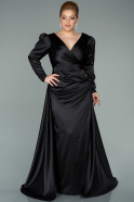 Long Black Satin Oversized Evening Dress ABU2167