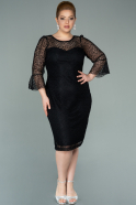 Short Black Dantelle Plus Size Evening Dress ABK1274