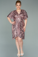Short Powder Color Scaly Oversized Evening Dress ABK1275