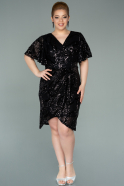 Short Black Scaly Oversized Evening Dress ABK1275