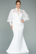 Long White Plus Size Evening Dress ABU2216