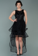 Front Short Back Long Black Prom Gown ABO084