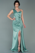 Long Turquoise Satin Mermaid Evening Dress ABU2221