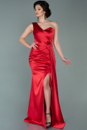 Long Red Satin Mermaid Evening Dress ABU2221