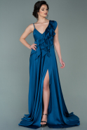 Long Oil Blue Satin Evening Dress ABU2226