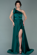 Long Emerald Green Satin Engagement Dress ABU2228