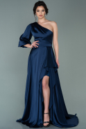 Long Navy Blue Satin Evening Dress ABU2230