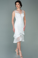 Short White Scaly Invitation Dress ABK1308