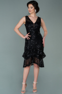 Short Black Scaly Invitation Dress ABK1308