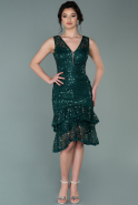 Short Emerald Green Scaly Invitation Dress ABK1308