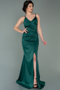 Long Emerald Green Satin Mermaid Prom Dress ABU2220