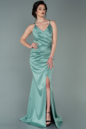 Long Turquoise Satin Mermaid Prom Dress ABU2220