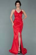 Long Red Satin Mermaid Prom Dress ABU2220