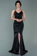 Long Black Satin Mermaid Prom Dress ABU2220