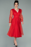 Midi Red Invitation Dress ABK1315