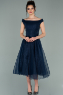 Midi Navy Blue Prom Gown ABK1316