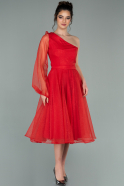 Midi Red Evening Dress ABK1318