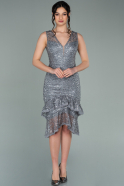 Grey Short Scaly Invitation Dress ABK1308