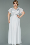 Long White Chiffon Plus Size Evening Dress ABU2240