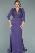 Long Lavender Satin Plus Size Evening Dress ABU2205
