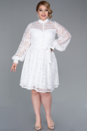 Short White Mirror Oversized Evening Dress ABK1302