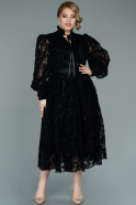 Midi Black Velvet Oversized Evening Dress ABK1322