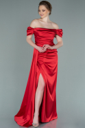 Long Red Satin Engagement Dress ABU1606