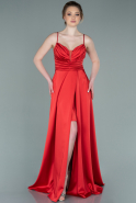 Long Red Satin Prom Gown ABU2262