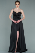 Long Black Satin Prom Gown ABU2262