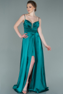 Long Emerald Green Satin Prom Gown ABU2262