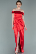 Long Red Satin Evening Dress ABU2260