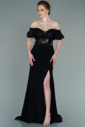 Long Black Dantelle Evening Dress ABU2261