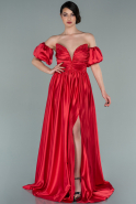 Long Red Satin Evening Dress ABU2270