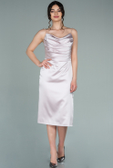 Powder Color Short Satin Invitation Dress ABK1100