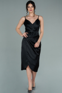Midi Black Satin Invitation Dress ABK1344