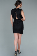 Short Black Satin Invitation Dress ABK1357