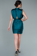 Short Emerald Green Satin Invitation Dress ABK1357