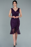 Midi Dark Purple Laced Invitation Dress ABK1262