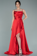 Long Red Satin Prom Gown ABU2289