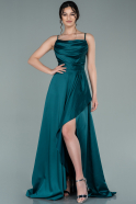 Long Emerald Green Satin Prom Gown ABU2289