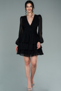 Mini Black Chiffon Invitation Dress ABK959