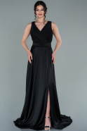Long Black Satin Prom Gown ABU2306
