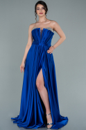 Long Sax Blue Satin Evening Dress ABU2302