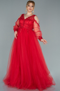 Long Red Plus Size Evening Dress ABU2252