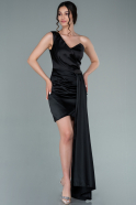 Short Black Satin Invitation Dress ABK1381