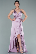 Front Short Back Long Lavender Satin Prom Gown ABO086
